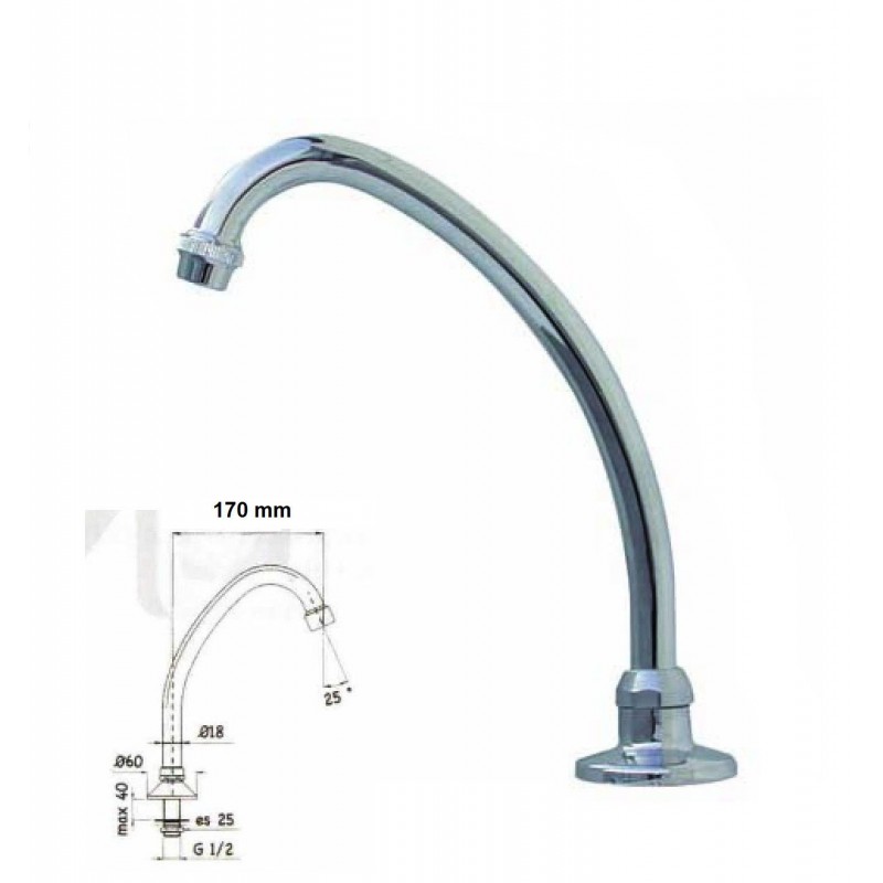 Bocca Di Erogazione Girevole Per Rubinetti A Pedale - Monoforo 1/2"